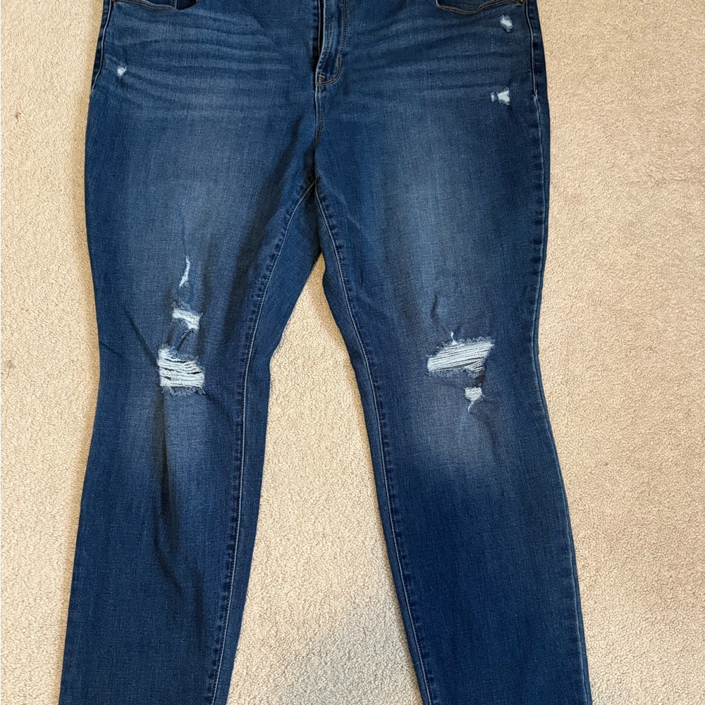 Old Navy Dark Blue Distressed Skinny Jeans
